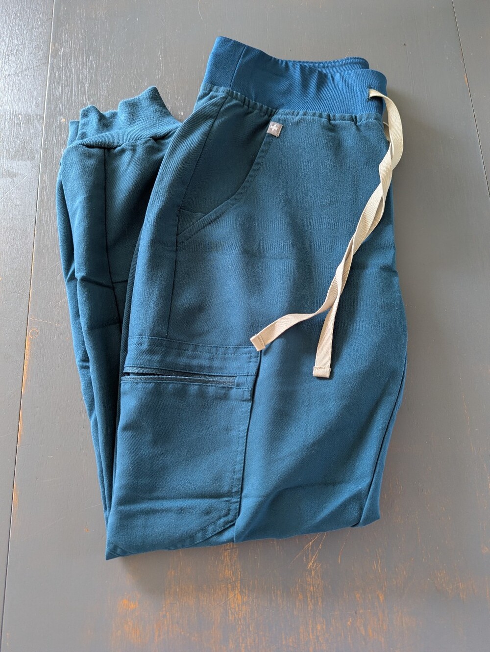 Figs Women's XS Teal Jogger Pants with Cream Drawcord